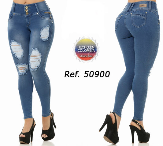 Melanie Colombian Ripped Light Blue Jeans