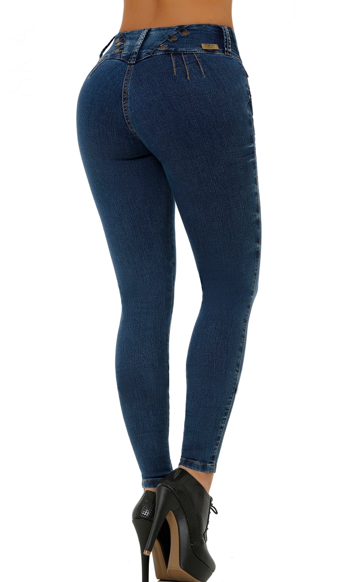 High Waisted Colombian Dark Blue Jeans