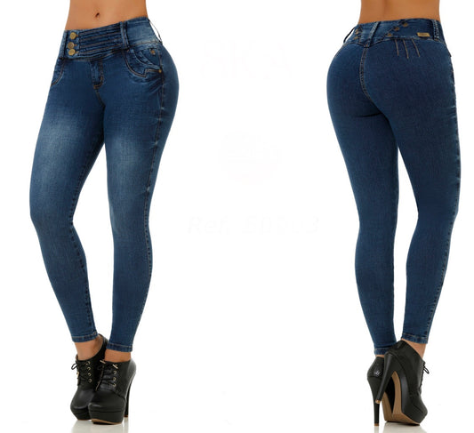 High Waisted Colombian Dark Blue Jeans