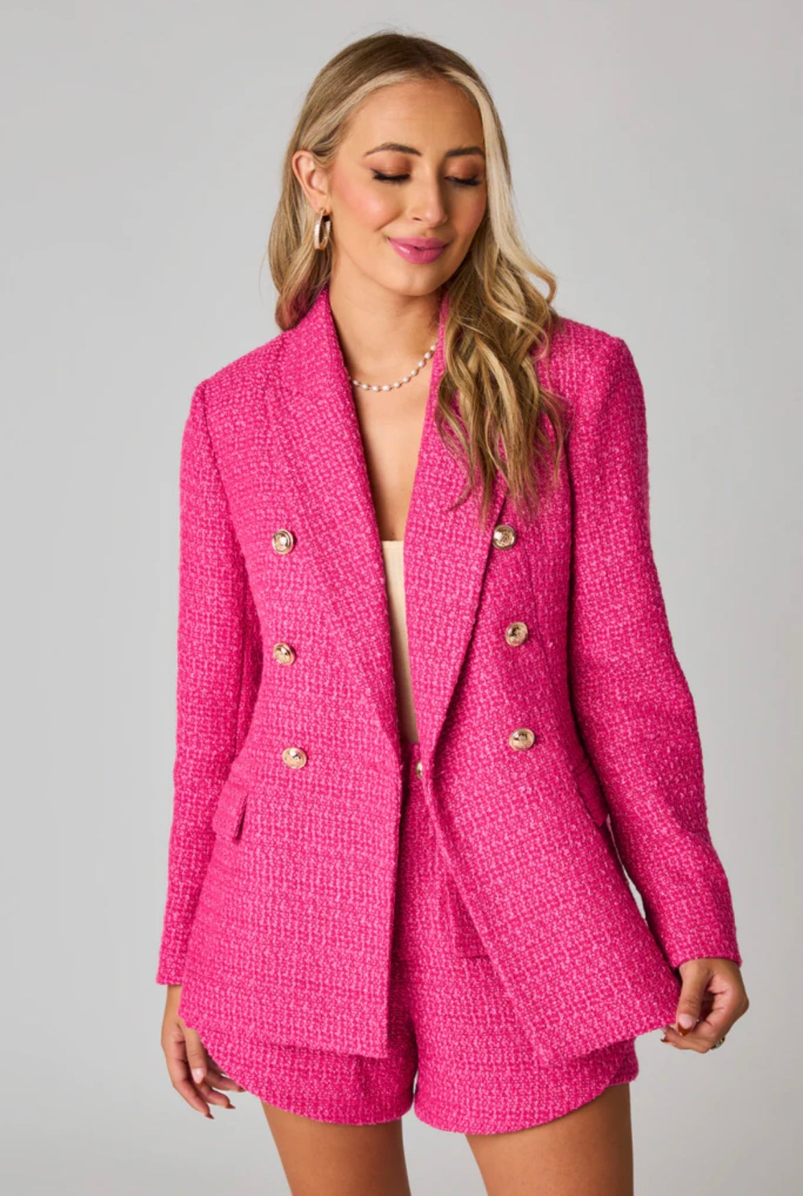 Tucker Tweed Blazer - Hot Pink