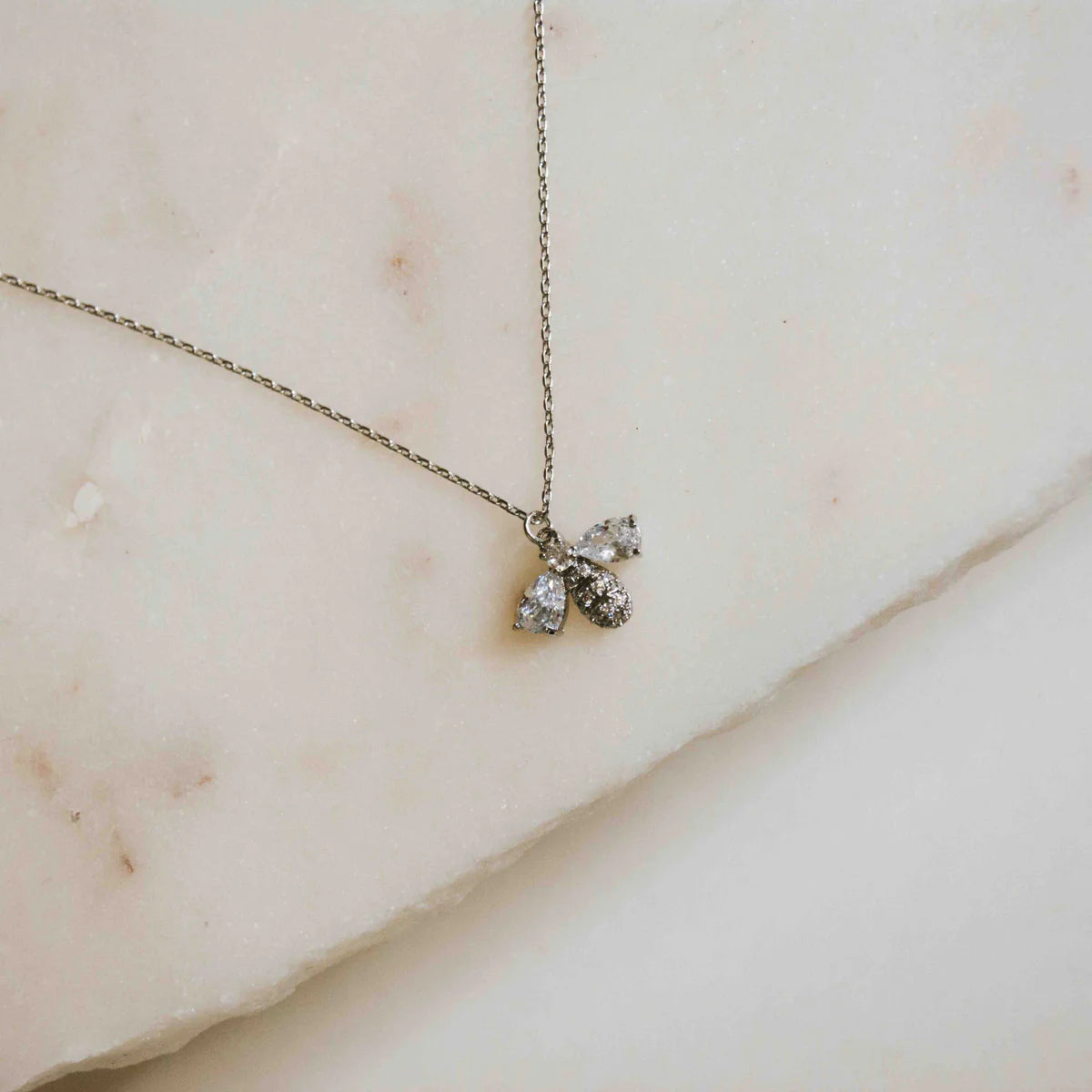 Buzzing Bee Gold Crystal Necklace - Silver