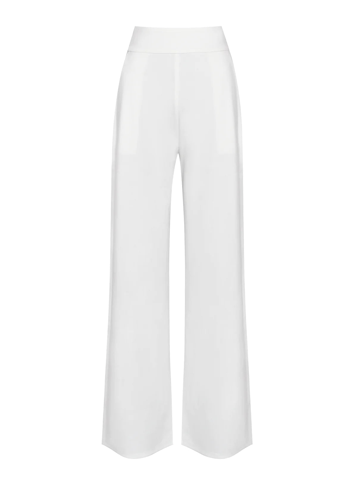 Never Enough White Stretch Crepe Wide Leg Trousers