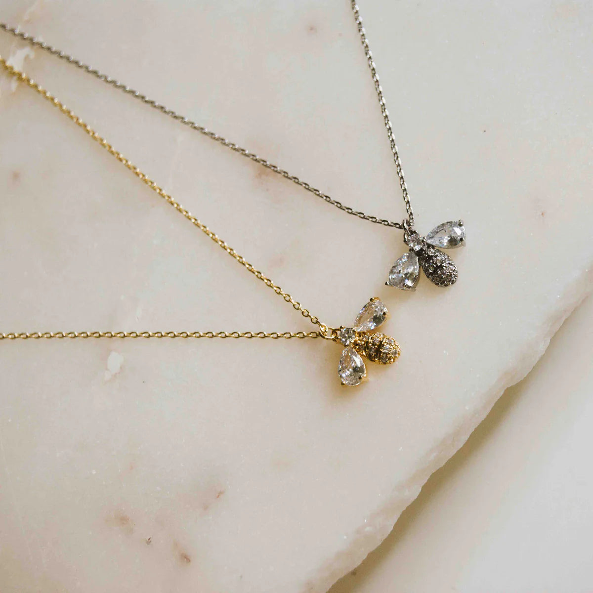 Buzzing Bee Gold Crystal Necklace - Gold