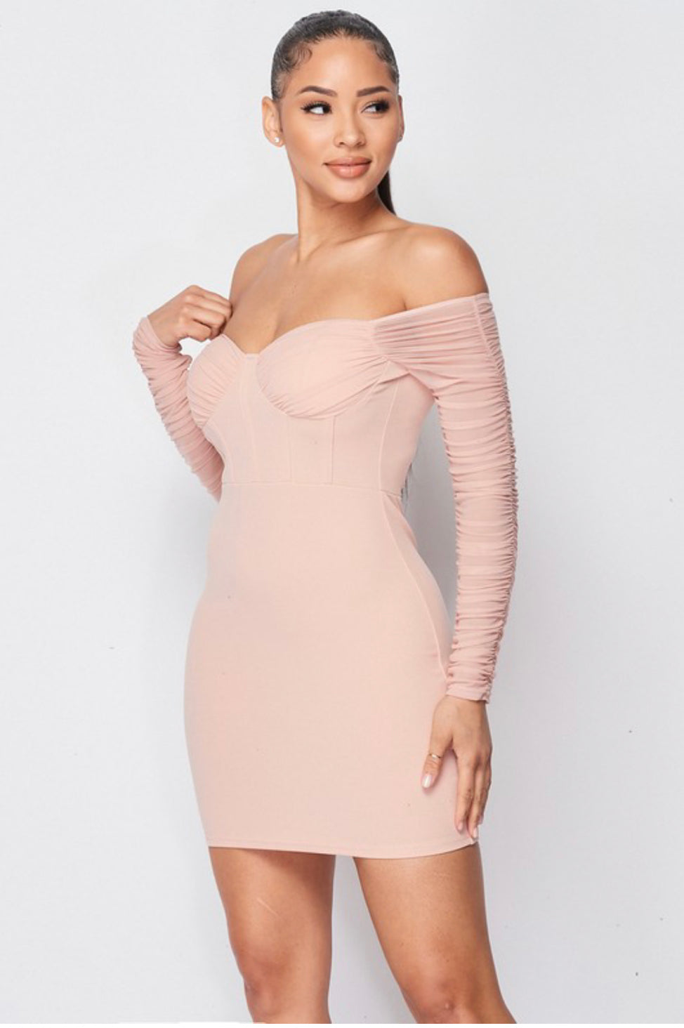Leticia Sexy Ruched off shoulder Dress